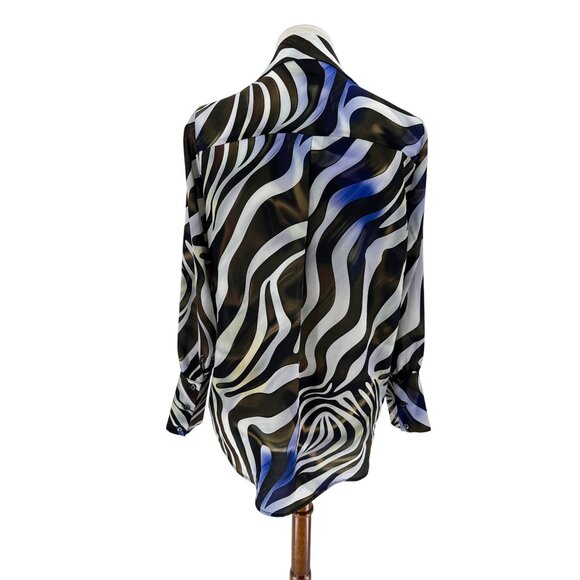 Alison Sheri Womens Zebra Print Long Sleeve Button-Up Blouse S/P - Picture 2 of 10
